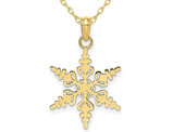 10K Yellow Gold Snowflake Charm Pendant Necklace with Chain